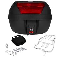 Bagageiro Cromado Titan 150 2004 2005 2006 2007 2008 + Bauleto 28L Vermelho Fumê Cristal