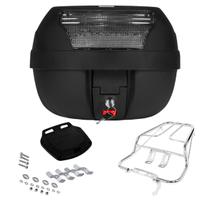 Bagageiro Cromado Titan 150 2004 2005 2006 2007 2008 + Bauleto 28L Vermelho Fumê Cristal