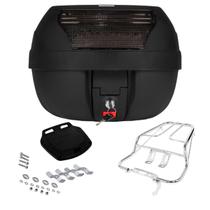 Bagageiro Cromado Titan 150 2004 2005 2006 2007 2008 + Bauleto 28L Vermelho Fumê Cristal