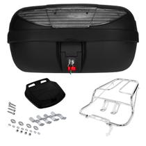 Bagageiro Cromado Titan 150 2004 2005 2006 2007 2008 + Bauleto 45L Vermelho Fumê Cristal