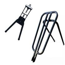 Bagageiro Garupa Reta Bh Preta + Descanso Central Para Bicicleta Bagageiro Garupa Reta Bh Preta + Descanso Central Para Bicicleta