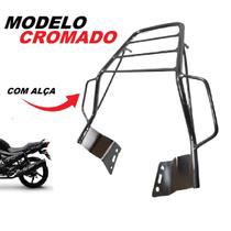 Bagageiro para Garupa de Moto Cromado com Alça Resistente P/ Motos Fazer 150 Factor Yamaha Segurança
