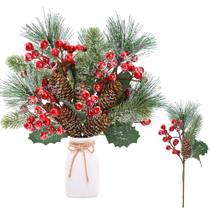 Bagas de Natal Pine Picks Sggvecsy Snow Frosted x6