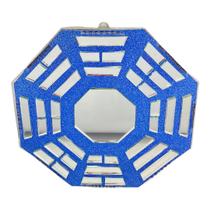 Baguá feng shui de vidro espelhado azulado octogonal 16 cm - Lua Mística - 100% Original - Loja Oficial