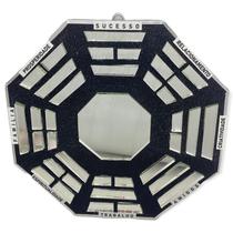 Baguá feng shui de vidro espelhado preto octogonal 16 cm Baguá feng shui de vidro espelhado preto octogonal 16 cm
