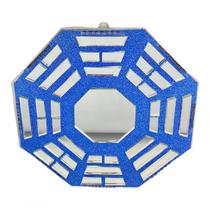 Baguá Octogonal Feng Shui de Vidro Espelho Azulado 16 cm - META ATACADO