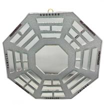 Baguá Octogonal Feng Shui de Vidro Espelho Prateado 16 cm - META ATACADO
