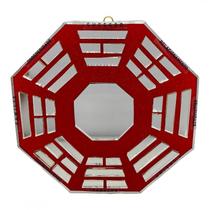 Baguá Octogonal Feng Shui de Vidro Espelho Vermelho 16 cm - META ATACADO