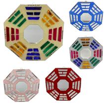 Baguá Octogonal Feng Shui Vidro Espelho 16 Cm- Escolha A Cor