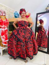 Baiana Estampada Black/Red Rosa'S Textil Baiana Estampada Black/Red Rosa'S Textil