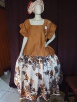 Baiana Plus Size Umbanda Candomble Roupa de Santo linho e crochê