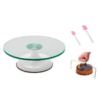 Bailarina Giratória de Vidro Par Decorar Bolos, Nivelador e Cortador de Bolos, 2 Espátulas PVC