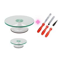 Bailarina Giratória De Vidro Profissional Branca, Kit 3 Espátulas Decoração Rosa Bailarina Giratória De Vidro Profissional Branca, Kit 3 Espátulas Decoração Rosa