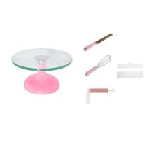 Bailarina Giratória Rosa De Vidro Com Rolamento Duplo, Acessórios Confeitaria Rosa