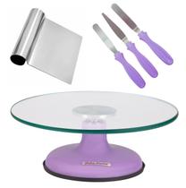 Bailarina Para Bolo Boleira De Vidro 30 cm + Kit Espátulas Confeiteiro + Tubular Bailarina Para Bolo Boleira De Vidro 30 cm + Kit Espátulas Confeiteiro + Tubular