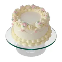 Bailarina Para Bolo Giratória De Vidro Profissional Boleira Suporte Cor Branco Silver Chef Base Lisa Vidro Temperado