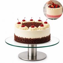 Bailarina para bolo giratória transparente com base metálica plataforma para confeitaria tortas doces Bailarina para bolo giratória transparente com base metálica plataforma para confeitaria tortas doces