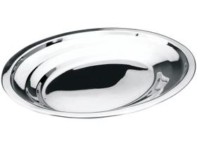 Baixela de Inox Rasa Oval 25cm para Servir Porções Saladas Petiscos Bar Restaurante