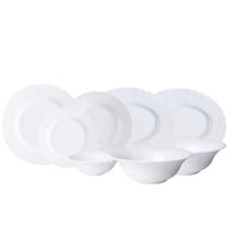 Baixela e Serviço de Jantar de Vidro Opaline Branco 28peças DM Brasil