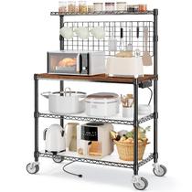 Bakers Rack Leteuke com tomada elétrica e armazenamento 63x46x91cm