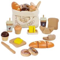 Bakery Toy Food Playset PairPear Wooden com sacola de compras de mais de 3 anos