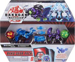 Bakugan Baku-Gear 4-Pack, Nillious Ultra com Baku-Gear e Hydorous Ultra, Figuras de Ação Colecionáveis