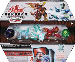 Bakugan Baku-Gear - Pacote com 4 bonecos do Ramparian Ultra com Baku-Gear e Trox Fundido x Nobilioso Ultra