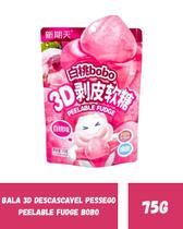 Bala 3d descascavel pessego peelable fudge bobo 75g