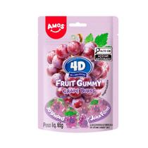 Bala 4D Fruit Gummy de Uva Burst Amos - 65g
