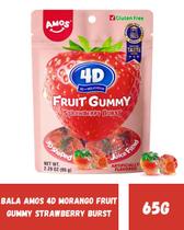 Bala amos 4d morango fruit gummy strawberry burst 65g