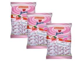 Bala de Coco Junco Iogurte Morango 400g - 3 Pacotes