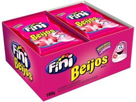 Bala de Gelatina Fini Beijos de Morango e Nata - 15g Pacote 12 Unidades