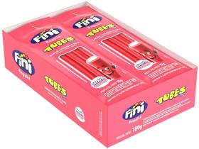 Bala de Gelatina Fini Tubes Morango - Recheio de Nata 15g Pacote 12 Unidades Bala de Gelatina Fini Tubes Morango - Recheio de Nata 15g Pacote 12 Unidades