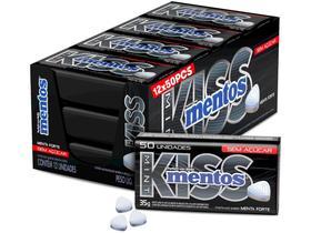 Bala de Pastilha Mentos Kiss Menta Forte sem Açúcar 420g Display com 12 Unidades