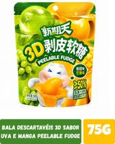 Bala descartavéis 3d sabor uva e manga peelable fudge 75g Bala descartavéis 3d sabor uva e manga peelable fudge 75g