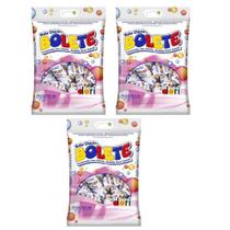 Bala Dura Sabor Tutti-Frutti Recheio Chiclete Kit 3 Pct 100g