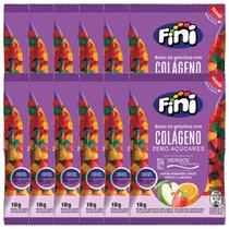Bala Gelatina Fini Zero Açúcar Colágeno contendo 12 pacotes de 18g cada