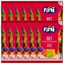 Bala Gelatina Fini Zero Açúcar Diet contendo 12 pacotes de 18g cada