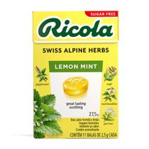 Bala Importada Lemon Mint Ricola Zero Açúcar 28 Gr Suíça