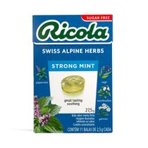 Bala Importada Menta Forte Ricola Zero Açúcar 28 Gr Suíça