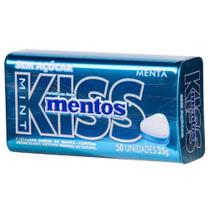 Bala Kiss Mentos Sabor Menta Sem Açúcar 50 Unidades 35G