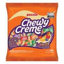 Bala mastigável Chewy Creme Sabor Frutas Sortidas Peccin Pacote 400gr