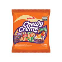 Bala mastigável Chewy Creme Sabor Frutas Sortidas Peccin Pacote 400gr