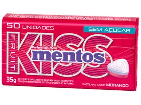 Bala Mentos Pastilhas Kiss Fruit Morango sem Açúcar 35g Lata com 50 Unidades