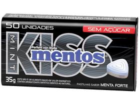 Bala Mentos Pastilhas Kiss Mint Menta Forte sem Açúcar 35g Lata com 50 Unidades