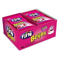 Bala Mini Beijos de Morango Com 12 Pacotes de 15g cada - Fini Bala Mini Beijos de Morango Com 12 Pacotes de 15g cada - Fini