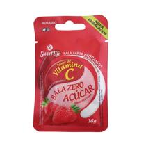 Bala Morango Com Vitamina C Zero Açúcar Vegano Sweet Life - Sachê 16g