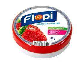Bala Sem Açúcar Flopi Morango Lata 40g Bala Sem Açúcar Flopi Morango Lata 40g