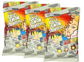 Bala Super Azeda Lemon Strawberry Cola Happy Time 60g - 3u Bala Super Azeda Lemon Strawberry Cola Happy Time 60g - 3u