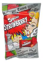Bala Super Azeda Sour Strawberry Morango Happy Time 60g